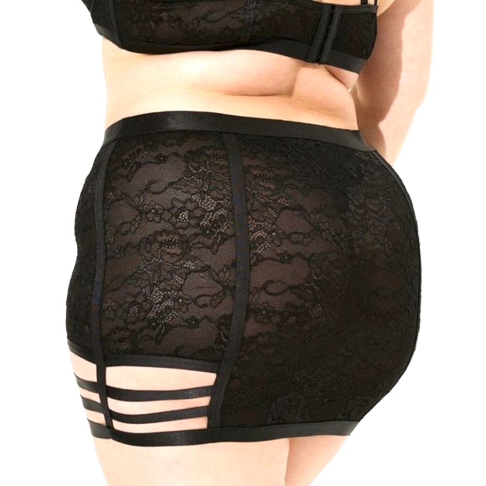 ❤️NWT VINTAGE TORRID LINGERIE - LACEY BONDAGE SKIRT - STRAPPY CUT OUTS - SIZE 2X - Picture 2 of 8